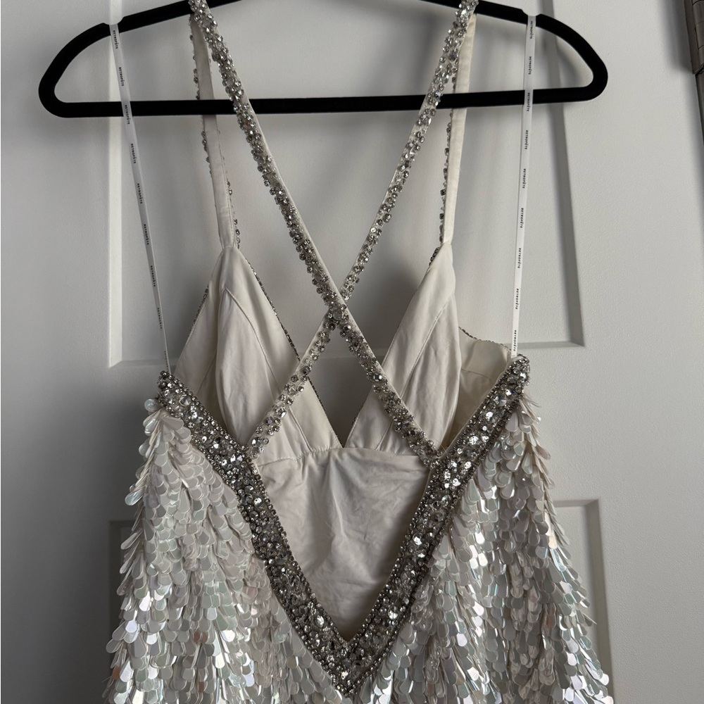 Retrofete Ivanna Sequin Feather Crystal Embellished Mini Dress NEW with tags - Picture 6 of 12